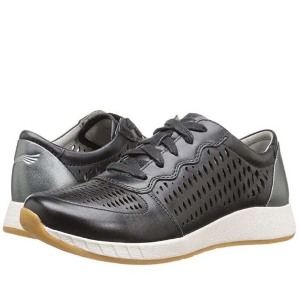 Dansko Womens Black Leather Perforated Sneakers 38 EU / 7.5-8 US